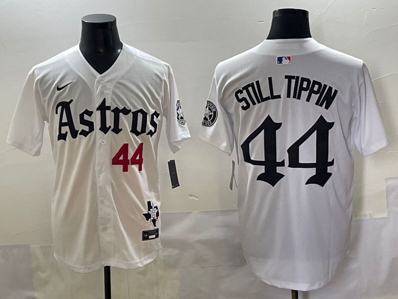 Men 2025 Houston Astros #44 Still Tippin White Five generations Joint Name Nike MLB Jersey style 5
